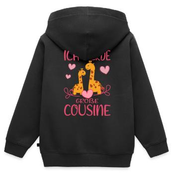 Cousine Ich werde große Cousine Cousinen Giraffen - Kinder Premium Organic Zip Hoodie - Schwarz - Hinten - AI Model Kid Male (0cm)