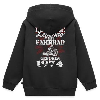 Lebende Legende Mountainbiker 1974 Geboren Fahrrad - Kinder Premium Organic Zip Hoodie - Schwarz - Hinten - AI Model Kid Male (0cm)