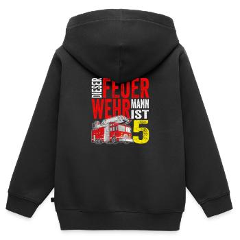 Kinder Feuerwehr T-Shirt 5. Geburtstag Junge 5 - Kinder Premium Organic Zip Hoodie - Schwarz - Hinten - AI Model Kid Male (0cm)