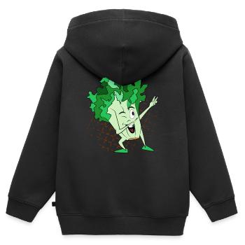 Andy der Endive - Kinder Premium Organic Zip Hoodie - Schwarz - Hinten - AI Model Kid Male (0cm)