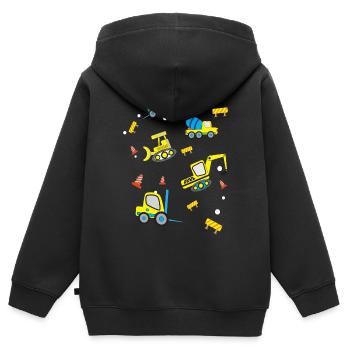 Construction sites Vehicles - Kids Premium Organic Zip-up Hoodie - black - Back - AI Model Kid Male (0cm)