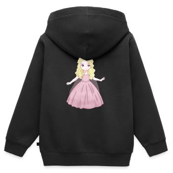Princesse - Sweat Premium à capuche zippé enfant bio - noir - Dos - AI Model Kid Male (0cm)