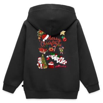 Frohe Weihnachten, Navidad, Weihnachten, Weihnachten. - Kinder Premium Organic Zip Hoodie - Schwarz - Hinten - AI Model Kid Male (0cm)