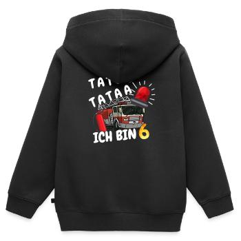 Tatütata Feuerwehr 6. Geburtstag - Kinder Premium Organic Zip Hoodie - Schwarz - Hinten - AI Model Kid Male (0cm)