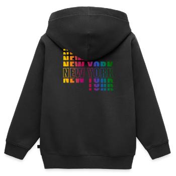 New York - Sweat Premium à capuche zippé enfant bio - noir - Dos - AI Model Kid Male (0cm)