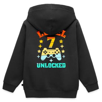 7. Geburtstag Level 7 unlocked - Kinder Premium Organic Zip Hoodie - Schwarz - Hinten - AI Model Kid Male (0cm)
