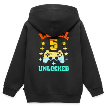 5. Geburtstag Level 5 unlocked - Kinder Premium Organic Zip Hoodie - Schwarz - Hinten - AI Model Kid Male (0cm)