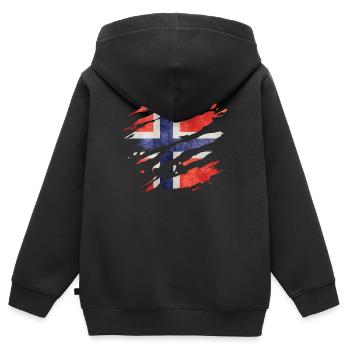 Norwegen - Nationalfahne, Kratzer, Risse - Kinder Premium Organic Zip Hoodie - Schwarz - Hinten - AI Model Kid Male (0cm)