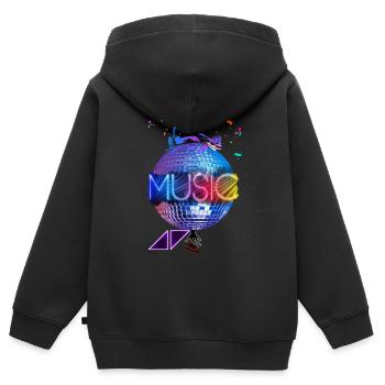 Musique DJ, musique, disco, leds. - Sweat Premium à capuche zippé enfant bio - noir - Dos - AI Model Kid Male (0cm)
