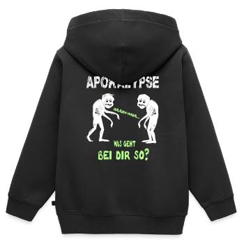 Irgendwo in der Apokalypse, Zombie Shirt - Kinder Premium Organic Zip Hoodie - Schwarz - Hinten - AI Model Kid Male (0cm)