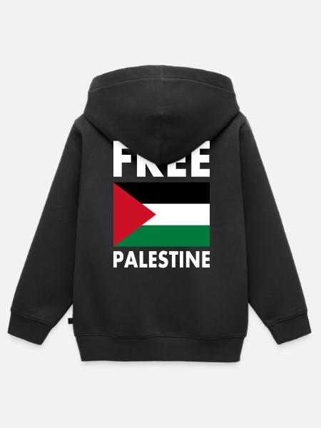 Free palestine - Premium børne zip-hættetrøje økologisk - sort