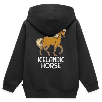 Haflinger Pferde Pferdenarr Statement Islandpferde - Kinder Premium Organic Zip Hoodie - Schwarz - Hinten - AI Model Kid Male (0cm)