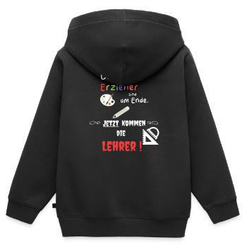 Grundschule Lustig Einschulung Motiv - Kinder Premium Organic Zip Hoodie - Schwarz - Hinten - AI Model Kid Male (0cm)
