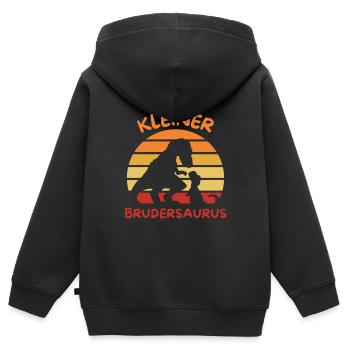 kleiner Brudersaurus Dino kleiner Bruder - Kinder Premium Organic Zip Hoodie - Schwarz - Hinten - AI Model Kid Male (0cm)