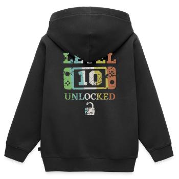 Level 10 freigeschaltet 10. Geburtstag - Kinder Premium Organic Zip Hoodie - Schwarz - Hinten - AI Model Kid Male (0cm)