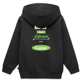 Golf Lifestyle - Kinder Premium Organic Zip Hoodie - Schwarz - Hinten - AI Model Kid Male (0cm)