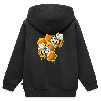 Gruselige Bienen mit Wabe - Kinder Premium Organic Zip Hoodie - Schwarz - Hinten - AI Model Kid Male (0cm)