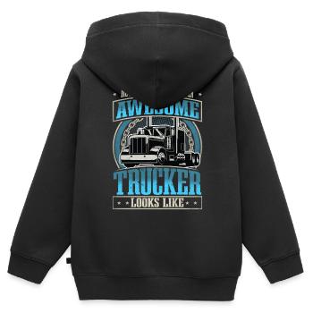 LKW Fahrer - Kinder Premium Organic Zip Hoodie - Schwarz - Hinten - AI Model Kid Male (0cm)