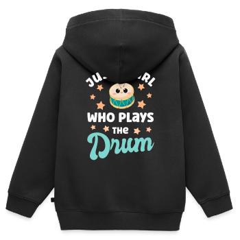 Trommel Trommelspielerin - Kinder Premium Organic Zip Hoodie - Schwarz - Hinten - AI Model Kid Male (0cm)