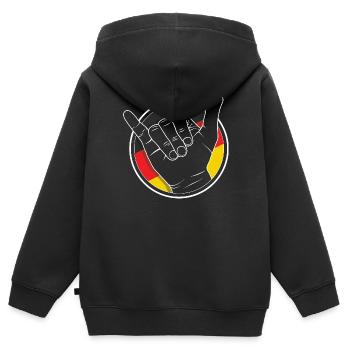 Hang ten / Vdub Greeting / Shaka wave - Allemagne - Sweat Premium à capuche zippé enfant bio - noir - Dos - AI Model Kid Male (0cm)