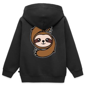 mammal sloth jungle jungle dweller zoo - Kids Premium Organic Zip-up Hoodie - black - Back - AI Model Kid Male (0cm)