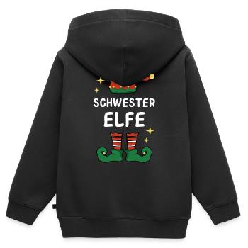 Schwester Elfe - Kinder Premium Organic Zip Hoodie - Schwarz - Hinten - AI Model Kid Male (0cm)