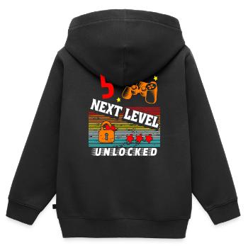 5. Geburtstag Level freigeschaltet - Kinder Premium Organic Zip Hoodie - Schwarz - Hinten - AI Model Kid Male (0cm)
