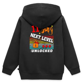 11. Geburtstag Level freigeschaltet - Kinder Premium Organic Zip Hoodie - Schwarz - Hinten - AI Model Kid Male (0cm)