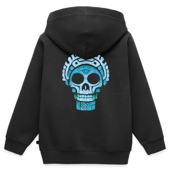 Blauer Maya-Schädel - Kinder Premium Organic Zip Hoodie - Schwarz - Hinten - AI Model Kid Male (0cm)