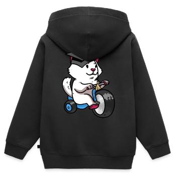 Cat Tricycle Riding Test Enfants Baby Riding - Sweat Premium à capuche zippé enfant bio - noir - Dos - AI Model Kid Male (0cm)