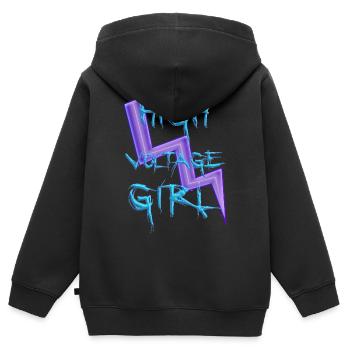 Hochspannungs-Mädchen - Kinder Premium Organic Zip Hoodie - Schwarz - Hinten - AI Model Kid Male (0cm)