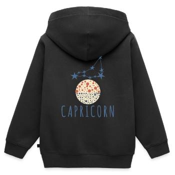 La constellation du Capricorne - Sweat Premium à capuche zippé enfant bio - noir - Dos - AI Model Kid Male (0cm)