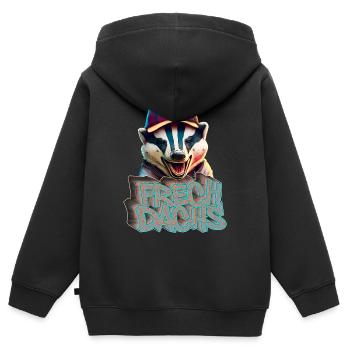 Frechdachs- Frecher Dachs Graffiti Style - Kinder Premium Organic Zip Hoodie - Schwarz - Hinten - AI Model Kid Male (0cm)
