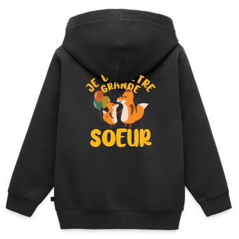 Je Vais Être Grande Soeur Renard annoncent - Kinder Premium Organic Zip Hoodie - Schwarz - Hinten - AI Model Kid Male (0cm)