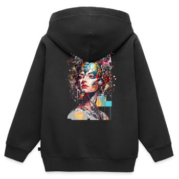 Portrait of a female AI android/cyborg - Kids Premium Organic Zip-up Hoodie - black - Back - AI Model Kid Male (0cm)
