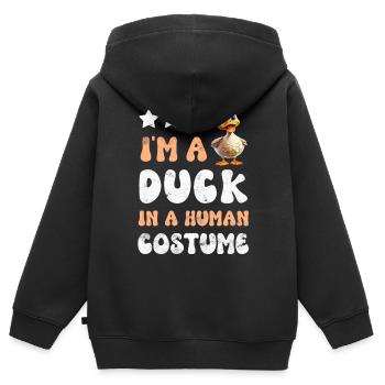 Canards canards - Sweat Premium à capuche zippé enfant bio - noir - Dos - AI Model Kid Male (0cm)