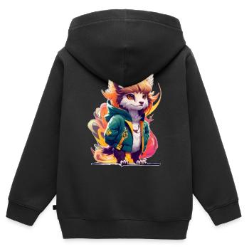 Süßer Stylischer Greif - Kinder Premium Organic Zip Hoodie - Schwarz - Hinten - AI Model Kid Male (0cm)