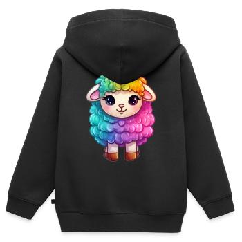 Buntes Schaf Regenbogen LGBTQ Tier Wolle Gender - Kinder Premium Organic Zip Hoodie - Schwarz - Hinten - AI Model Kid Male (0cm)