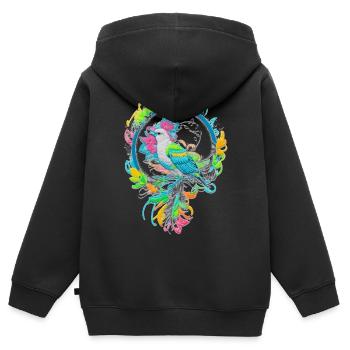 Vogel - Kinder Premium Organic Zip Hoodie - Schwarz - Hinten - AI Model Kid Male (0cm)