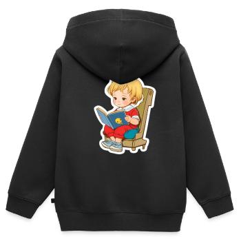 Rat de bibliothèque, Retour à l’école - Sweat Premium à capuche zippé enfant bio - noir - Dos - AI Model Kid Male (0cm)