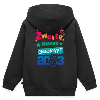 2. Klasse geschafft 2023 - Kinder Premium Organic Zip Hoodie - Schwarz - Hinten - AI Model Kid Male (0cm)