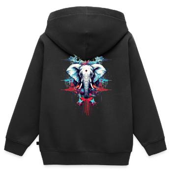 Designer Style Elephant - Kids Premium Organic Zip-up Hoodie - black - Back - AI Model Kid Male (0cm)