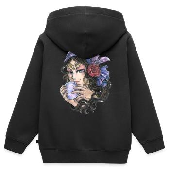 Mystische Magierin Fantasy Hellseherin Wahrsagerin - Kinder Premium Organic Zip Hoodie - Schwarz - Hinten - AI Model Kid Male (0cm)
