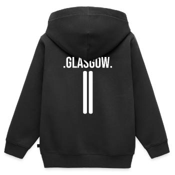 Chapeau de seau Glasgow - Sweat Premium à capuche zippé enfant bio - noir - Dos - AI Model Kid Male (0cm)