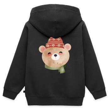 cute bear with bobble hat and scarf in winter - Kids Premium Organic Zip-up Hoodie - black - Back - AI Model Kid Male (0cm)