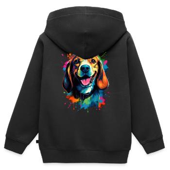 bunter niedlicher Beagle Hund - Kinder Premium Organic Zip Hoodie - Schwarz - Hinten - AI Model Kid Male (0cm)