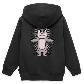 Stachelschwein Traurig - Trauriges Stachelschwein - Kinder Premium Organic Zip Hoodie - Schwarz - Hinten - AI Model Kid Male (0cm)