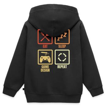 Game Designer Schedule - Kids Premium Organic Zip-up Hoodie - black - Back - AI Model Kid Male (0cm)