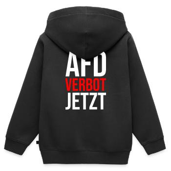 AFD VERBOT JETZT - Kinder Premium Organic Zip Hoodie - Schwarz - Hinten - AI Model Kid Male (0cm)