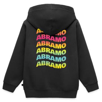T-shirt Abraham texte effet de vague effet de vague - Sweat Premium à capuche zippé enfant bio - noir - Dos - AI Model Kid Male (0cm)